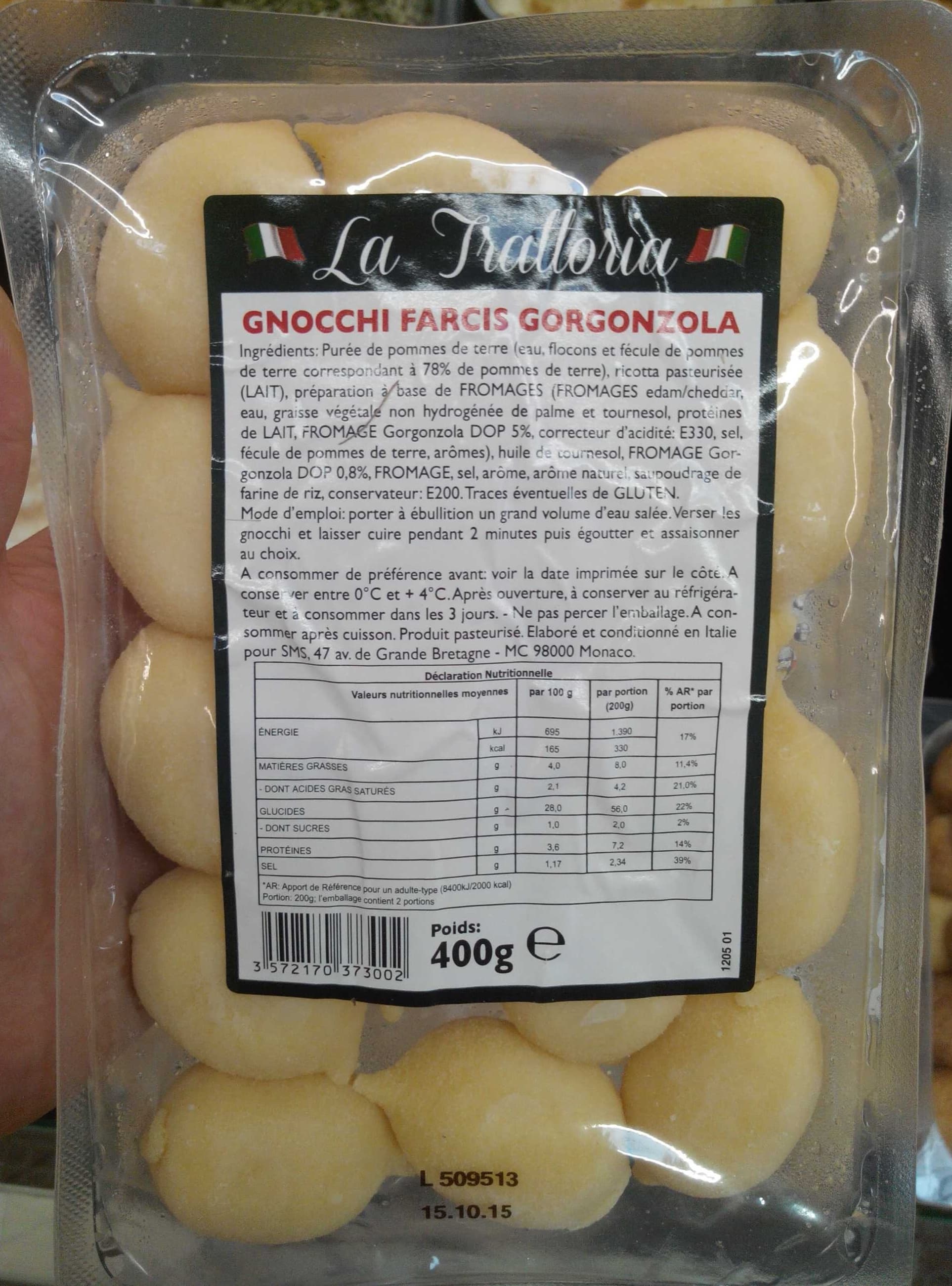 La Trattoria Gnocchi farcis Gorgonzola packshot
