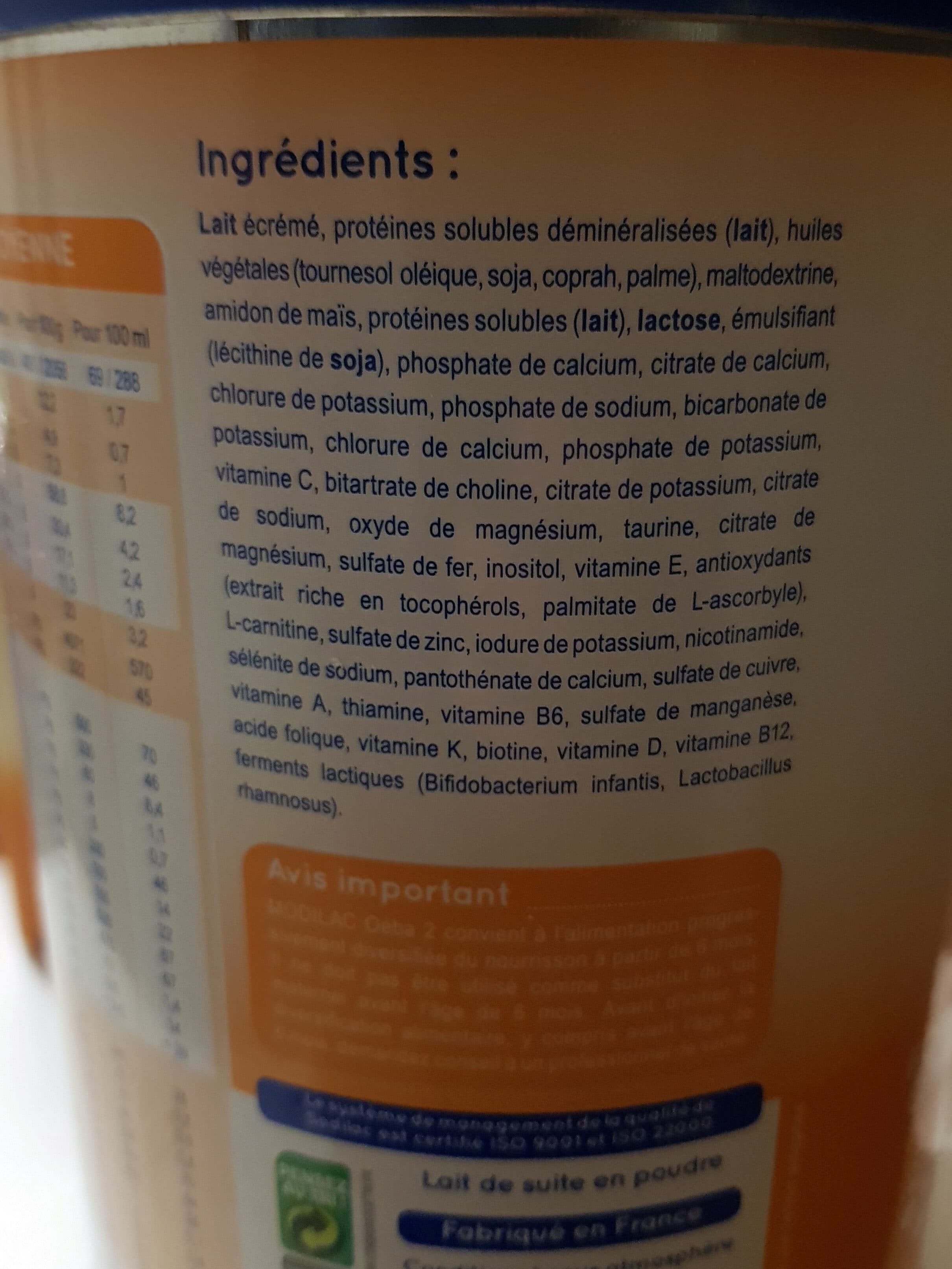 Modilac Lait 2ème âge oeba MODILAC Confort packshot