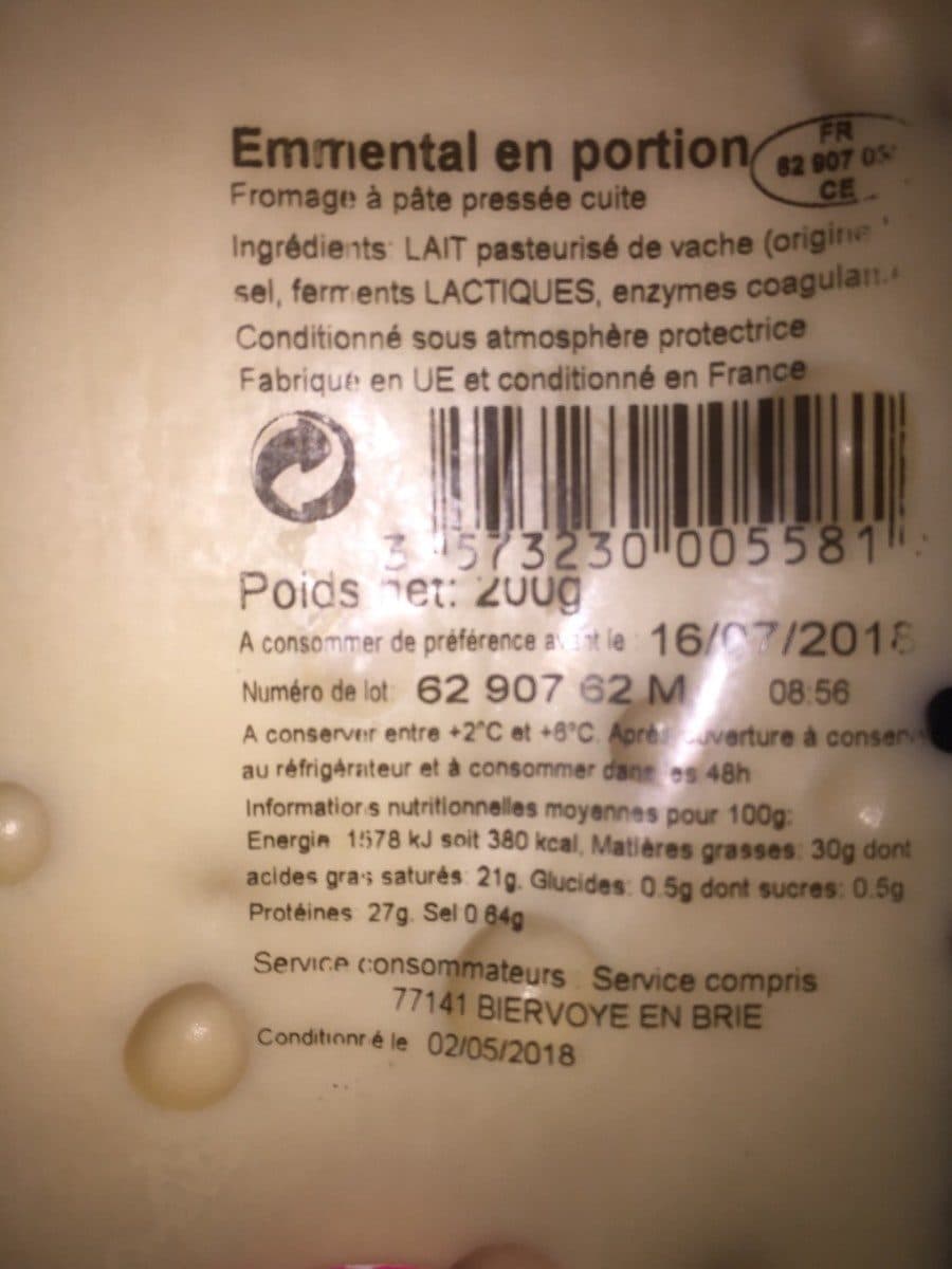 Open Food Facts Emmental en portion packshot