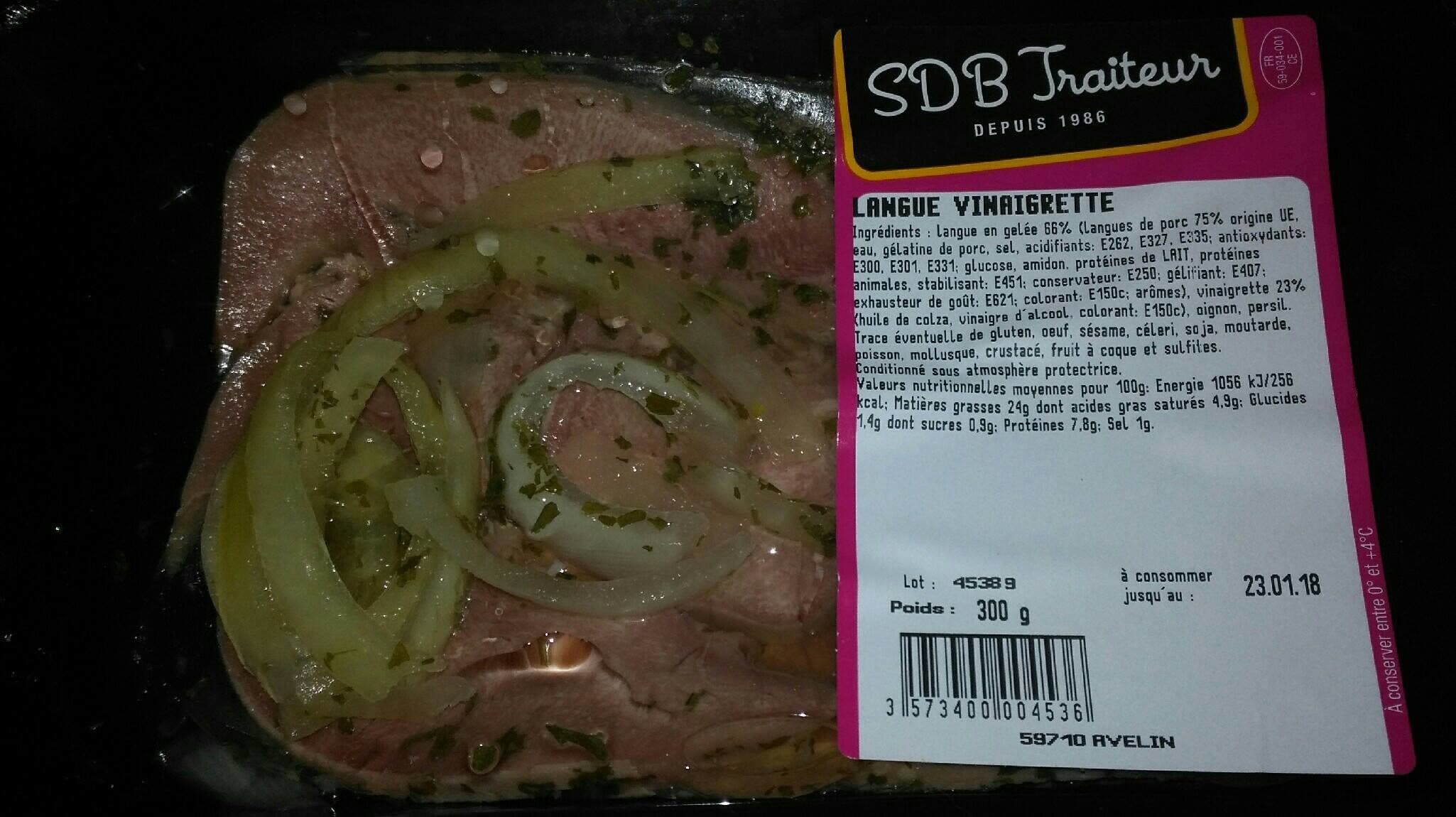 SDB Traiteur. Langue vinaigrette. packshot