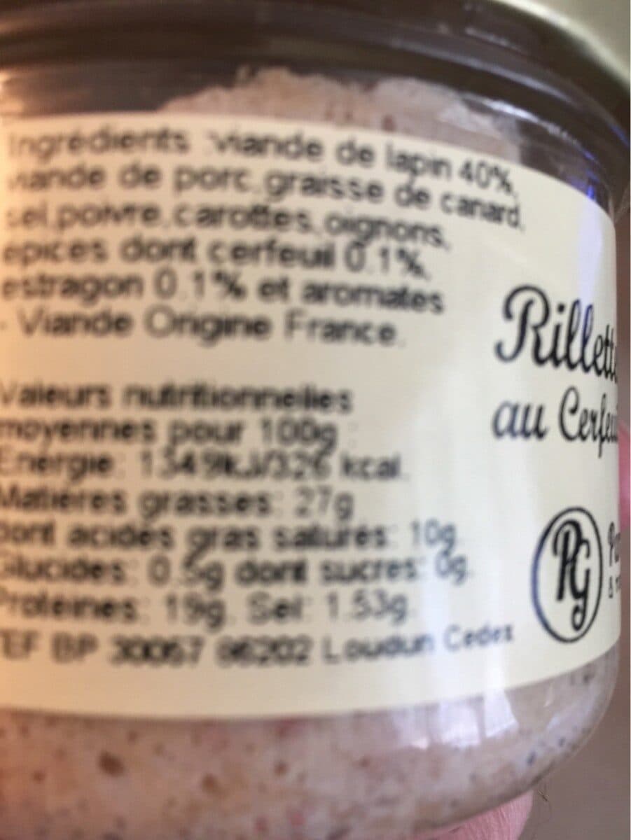 Parole Gourmande Rillettes de lapin au cerfeuil et à l estragon packshot