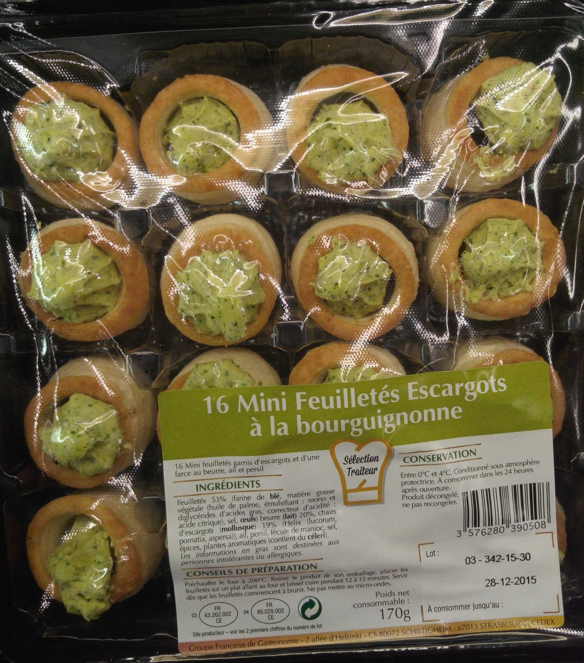Sélection Traiteur 16 mini feuilletés escargots à la bourguignonne packshot