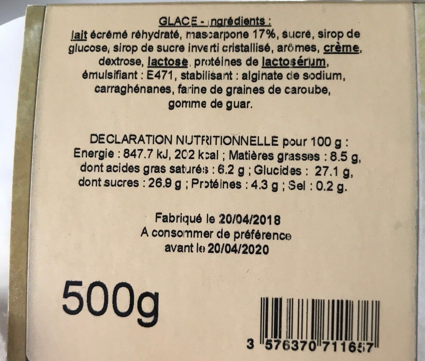 Glaces des Alpes Glace Mascarpone packshot
