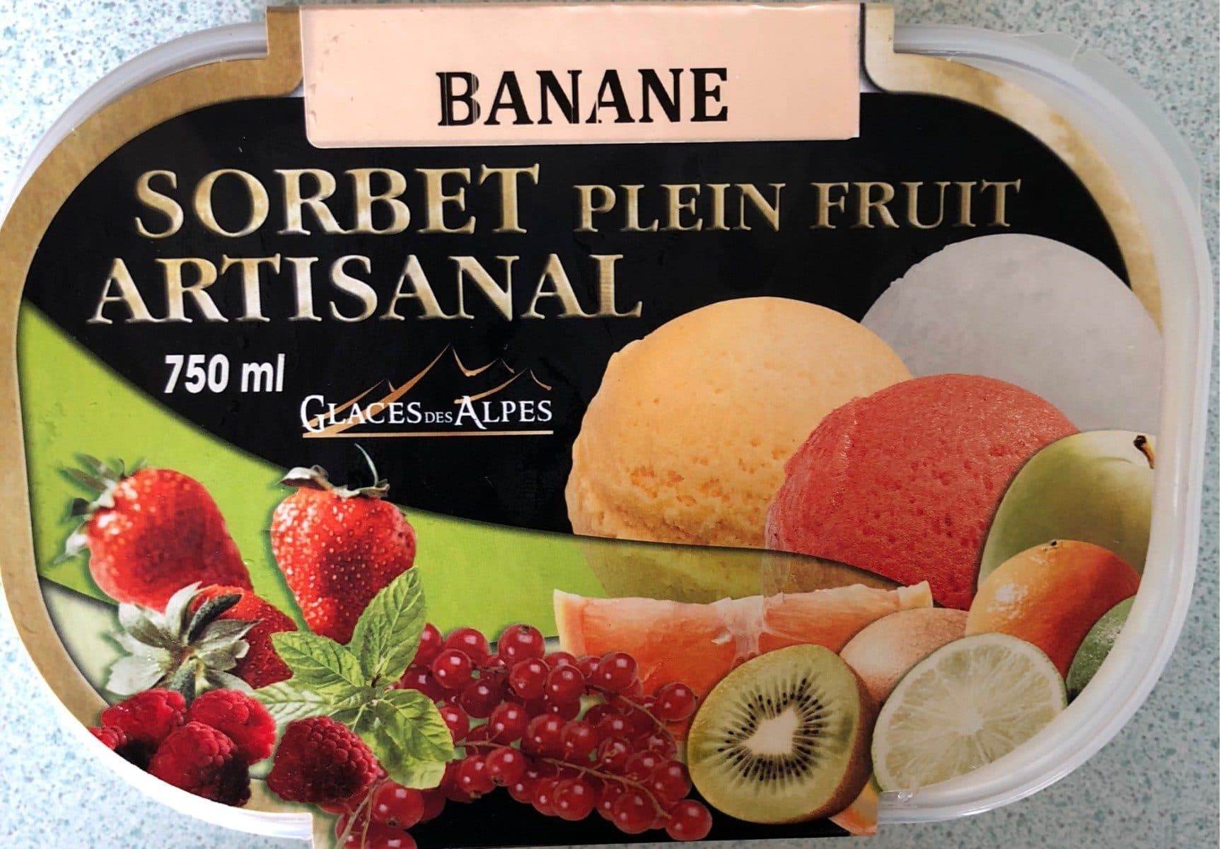 Glaces des Alpes Sorbet banane artisanal packshot