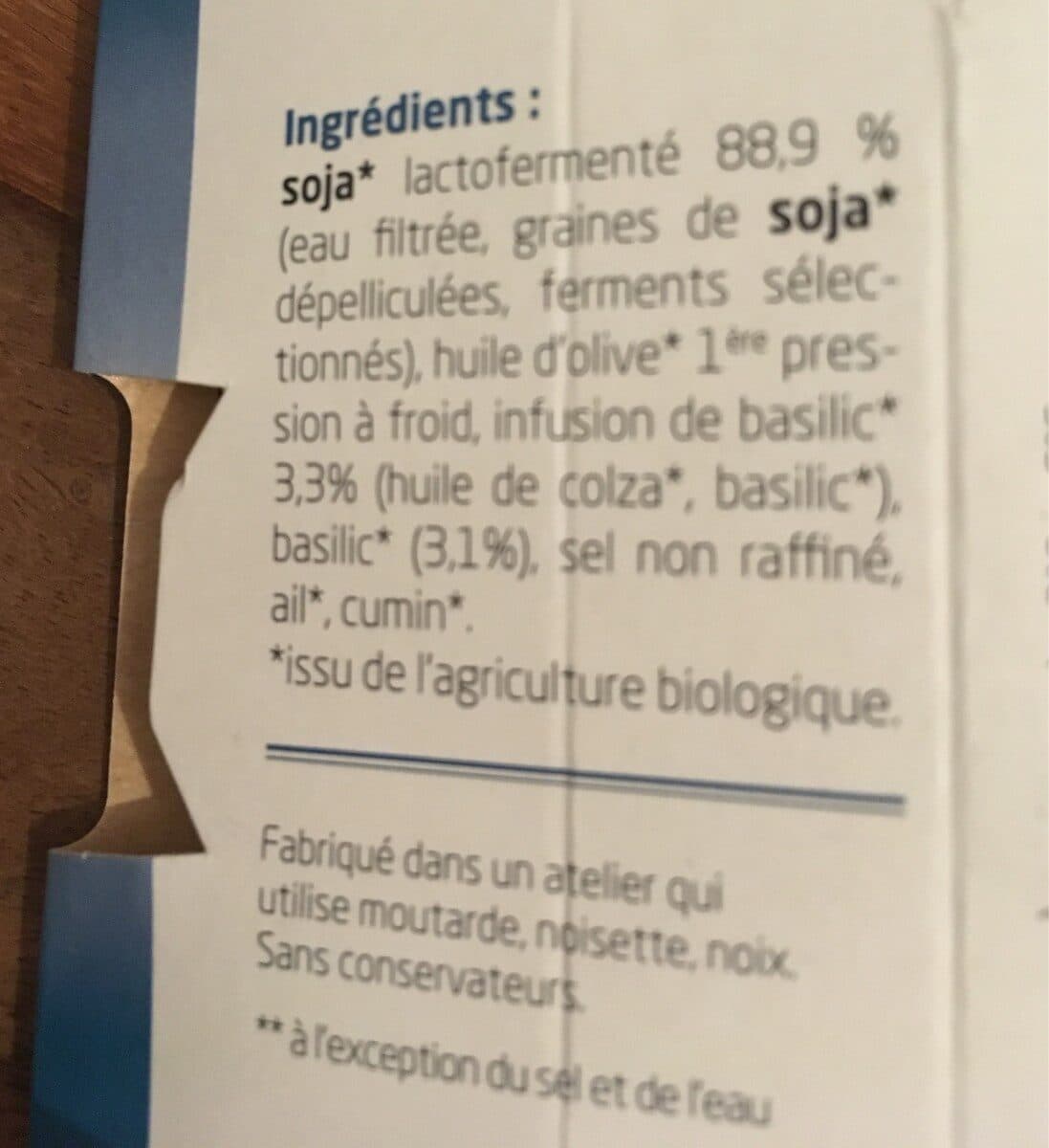 Sojami Spécialité lactofermentée À Tartiner Basilic packshot