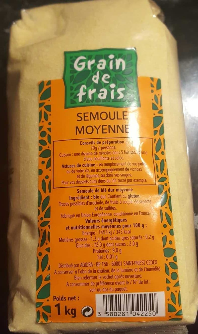 Grain de frais Semoule moyenne packshot