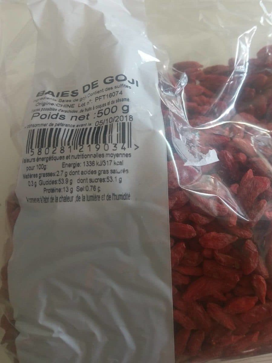 Open Food Facts Baies De Goji Séchées Paquet 500GR packshot