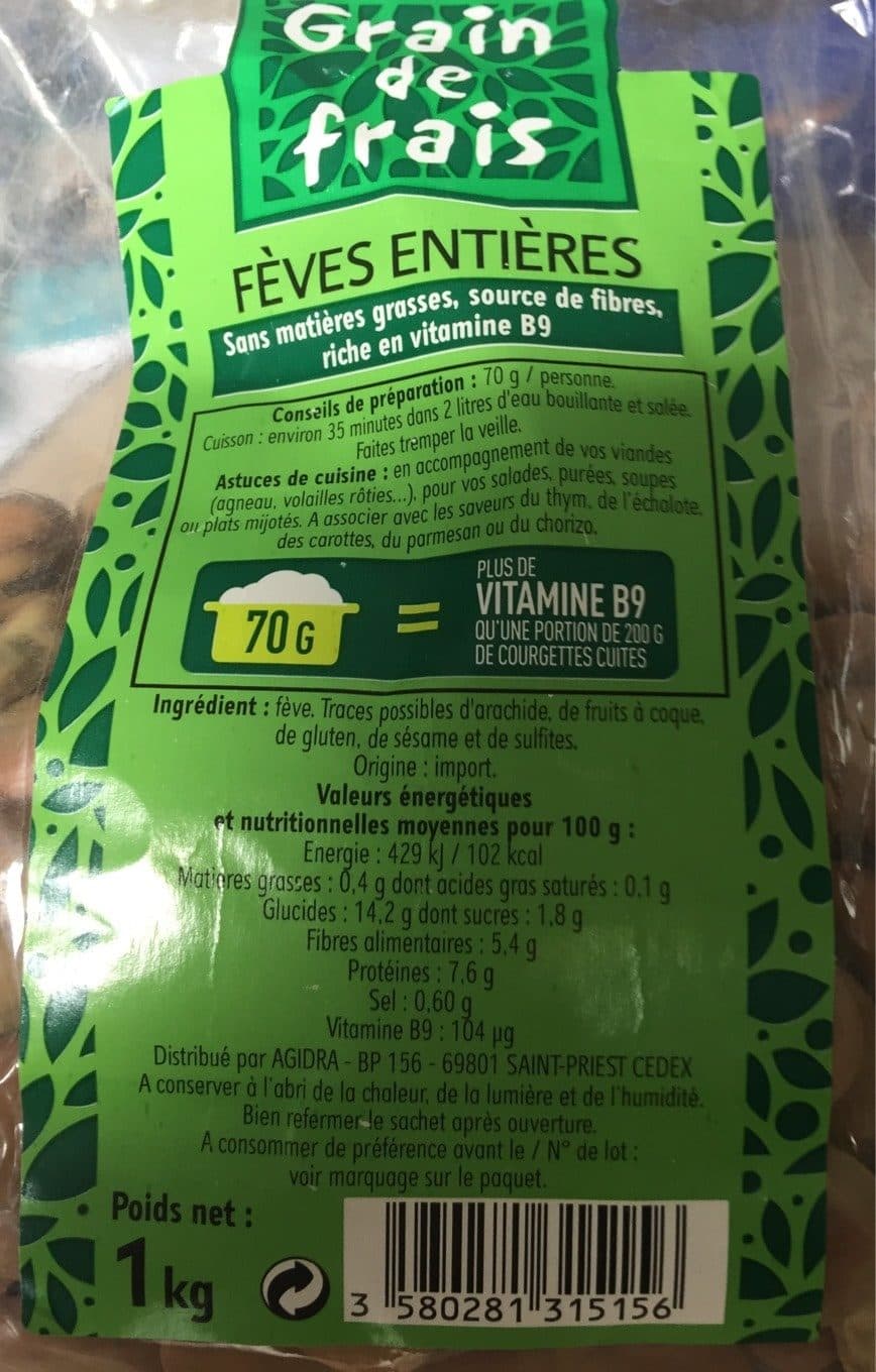 Grain de frais Feves Entieres packshot