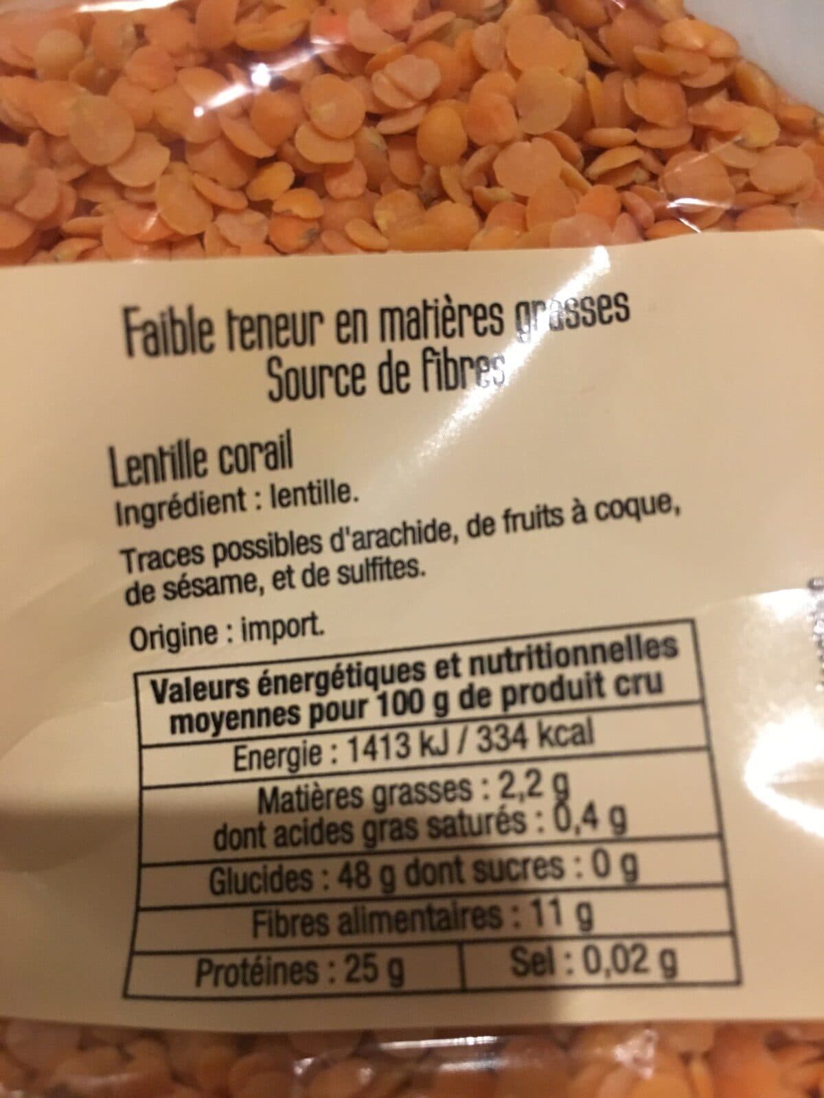Open Food Facts Lentilles corail packshot