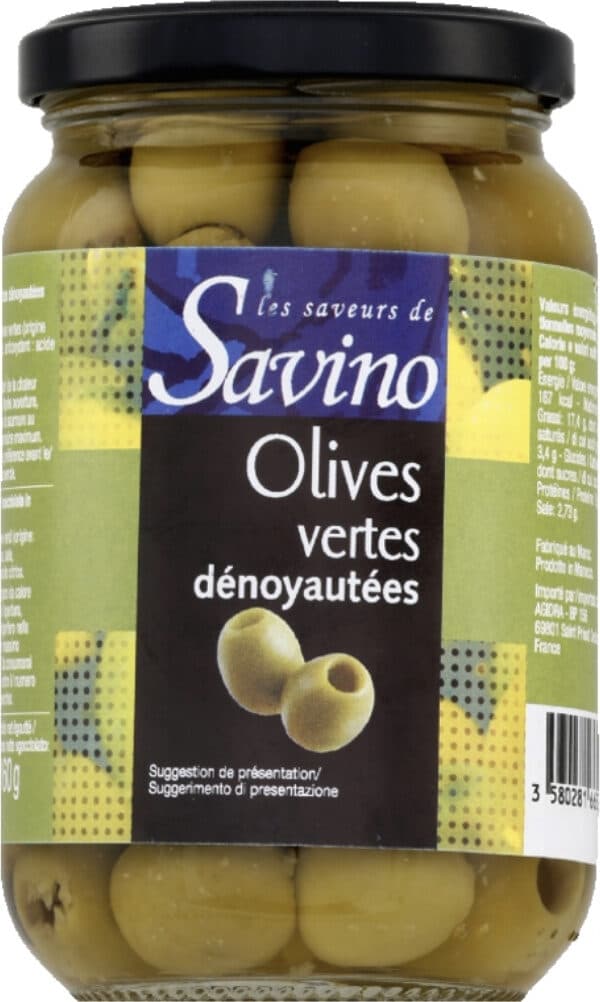 Les Saveurs de Savino Olives vertes dénoyautées packshot