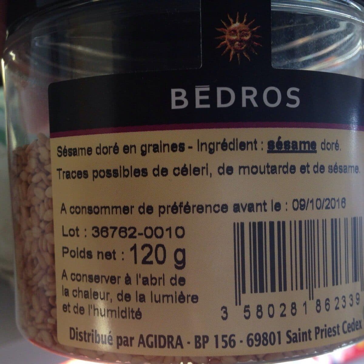 Bedros Sésame doré packshot