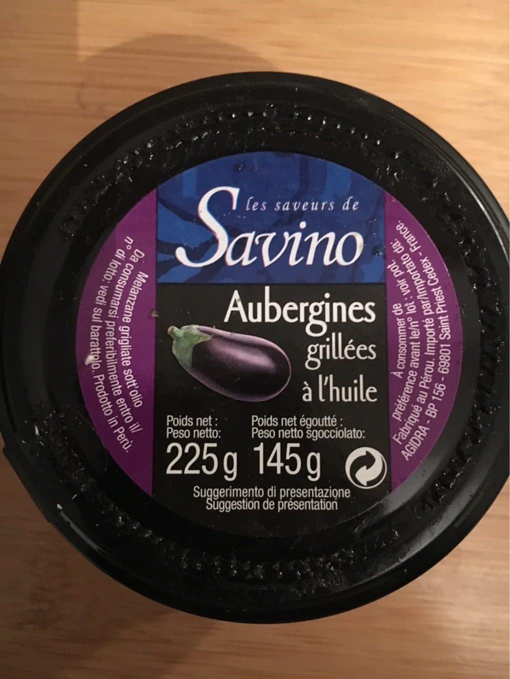 Savino Aubergines grillées à l’huile packshot