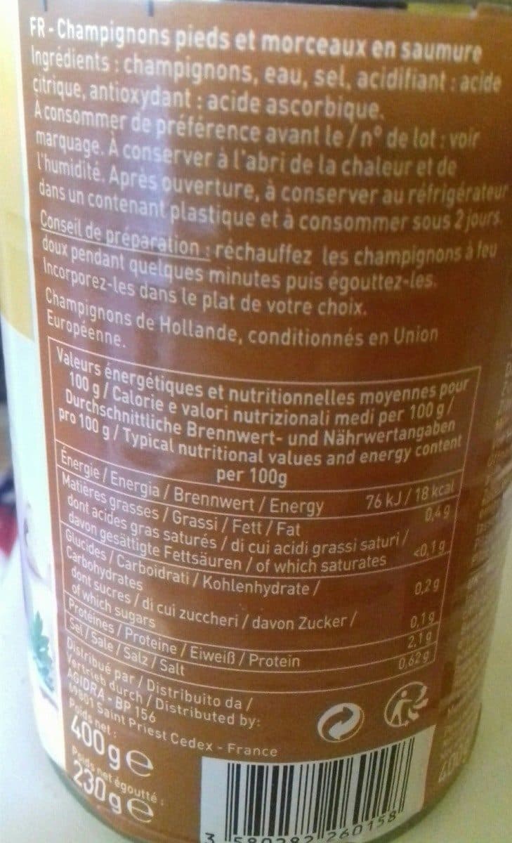 Gustadea Champignons pieds et morceaux packshot