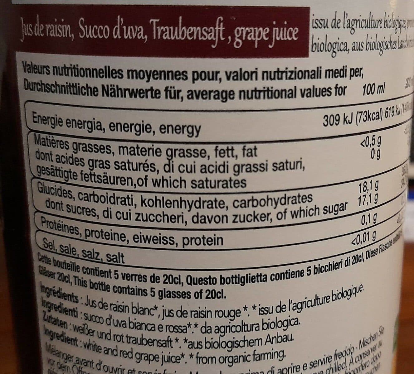 Sans marque Jus de raisin Bio packshot