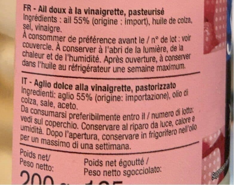 Les Saveurs De Savino Ail doux à la vinaigrette packshot