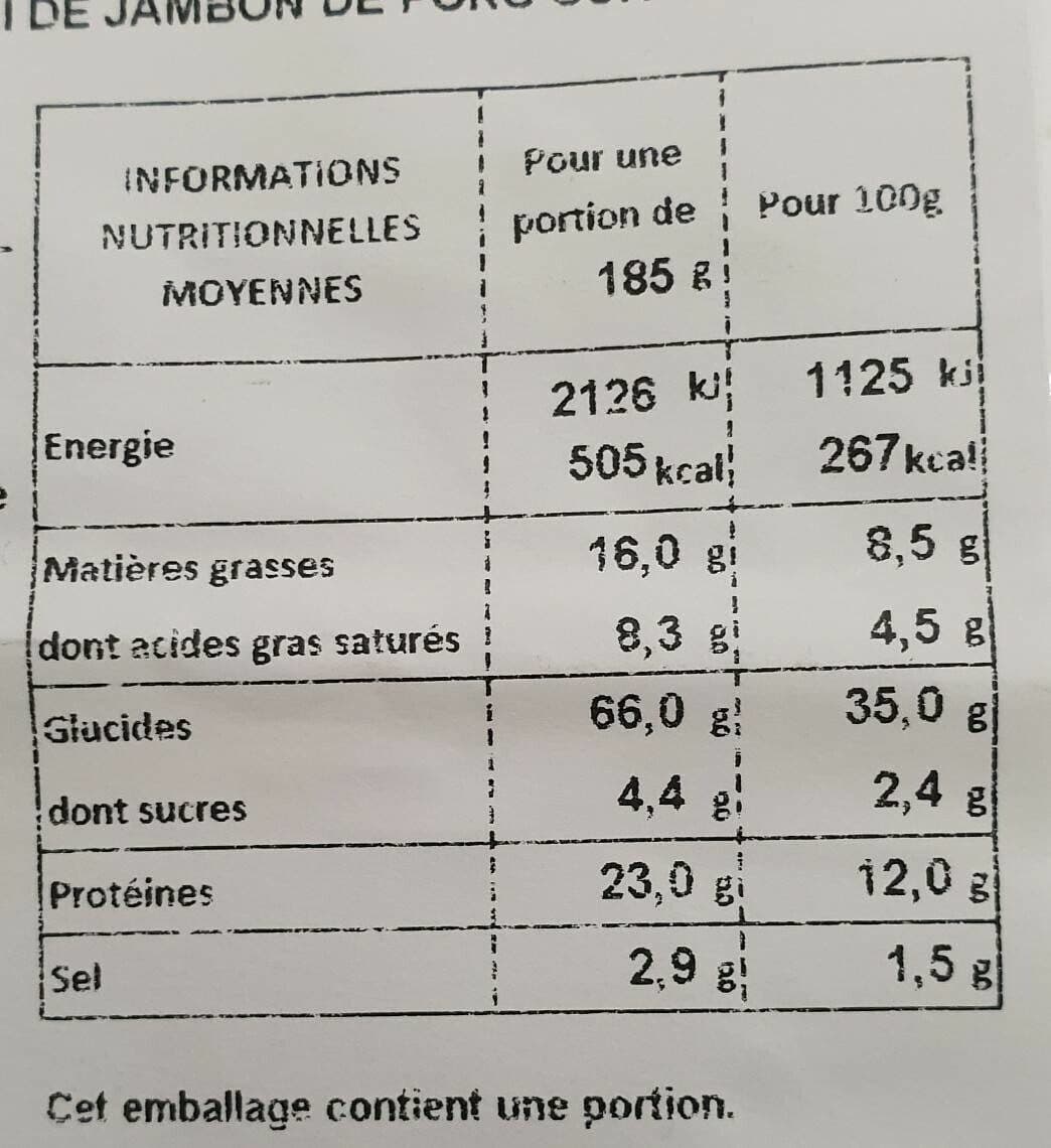 Open Food Facts Pavé jambon fromage packshot