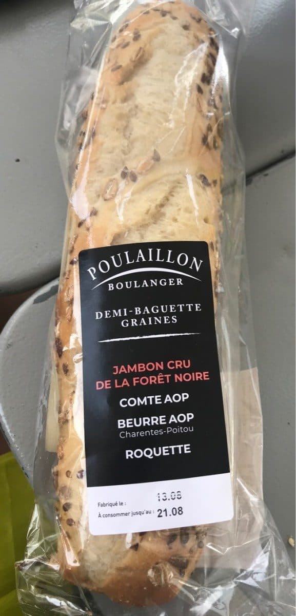 Poulaillon Demi-Baguette graines jambon cru de la For^et Noire packshot