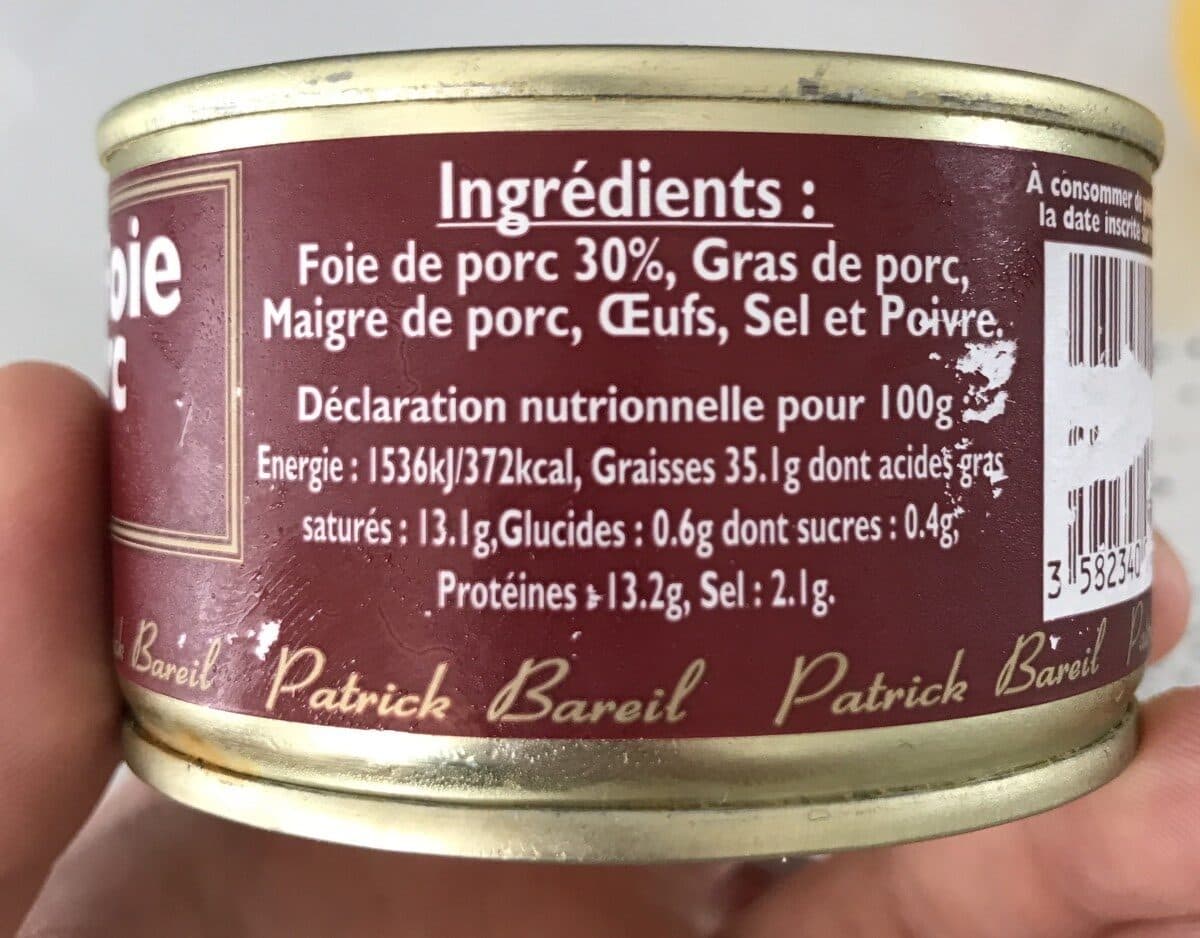 Open Food Facts Pâté de foie pur porc packshot