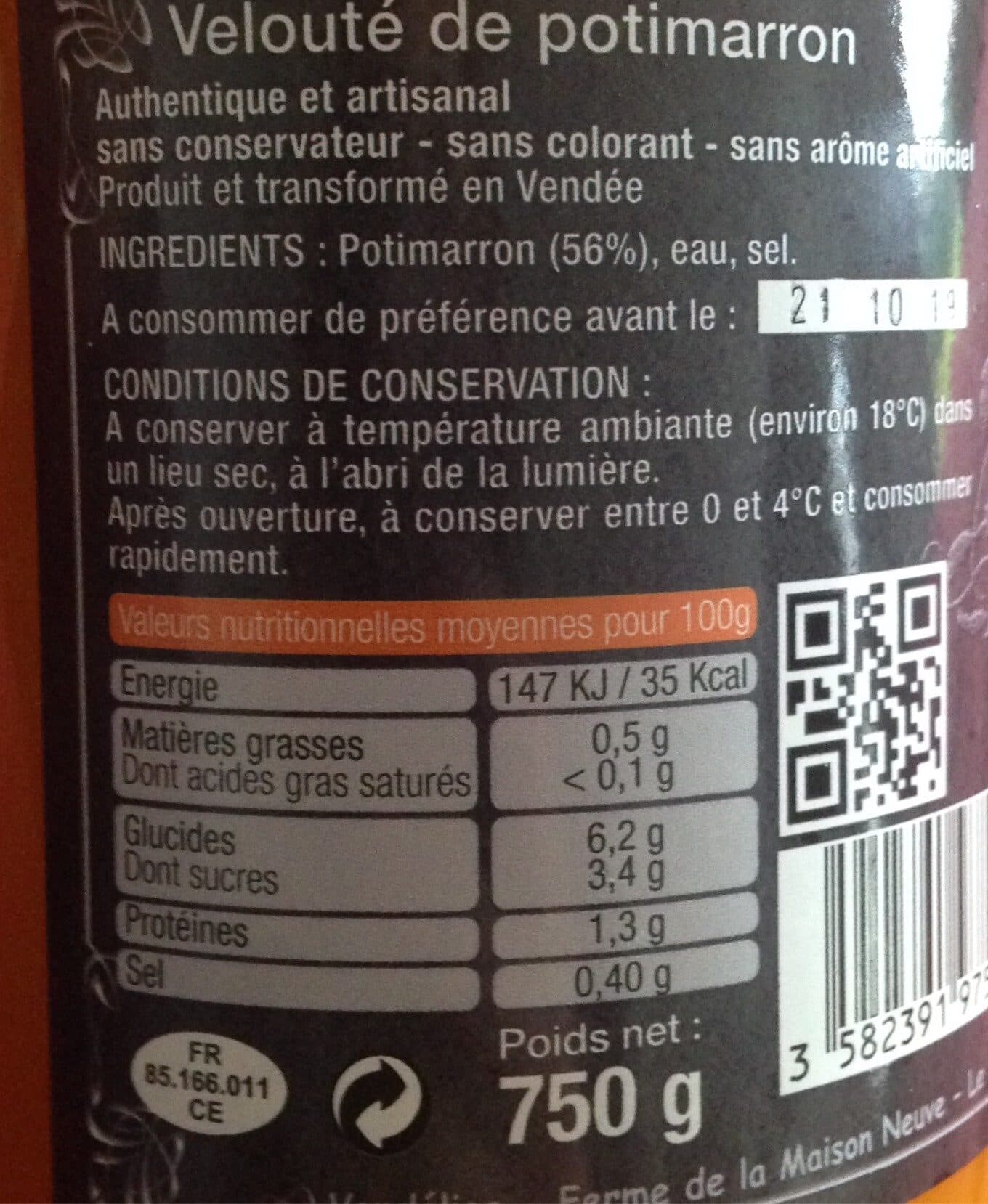 Vendélice Velouté de potimarron packshot