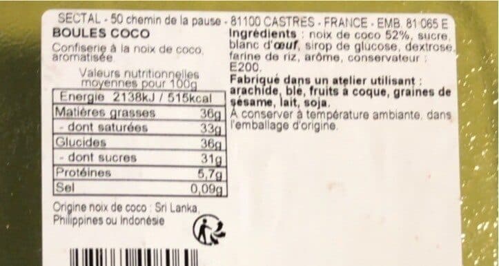 Open Food Facts Boules coco packshot