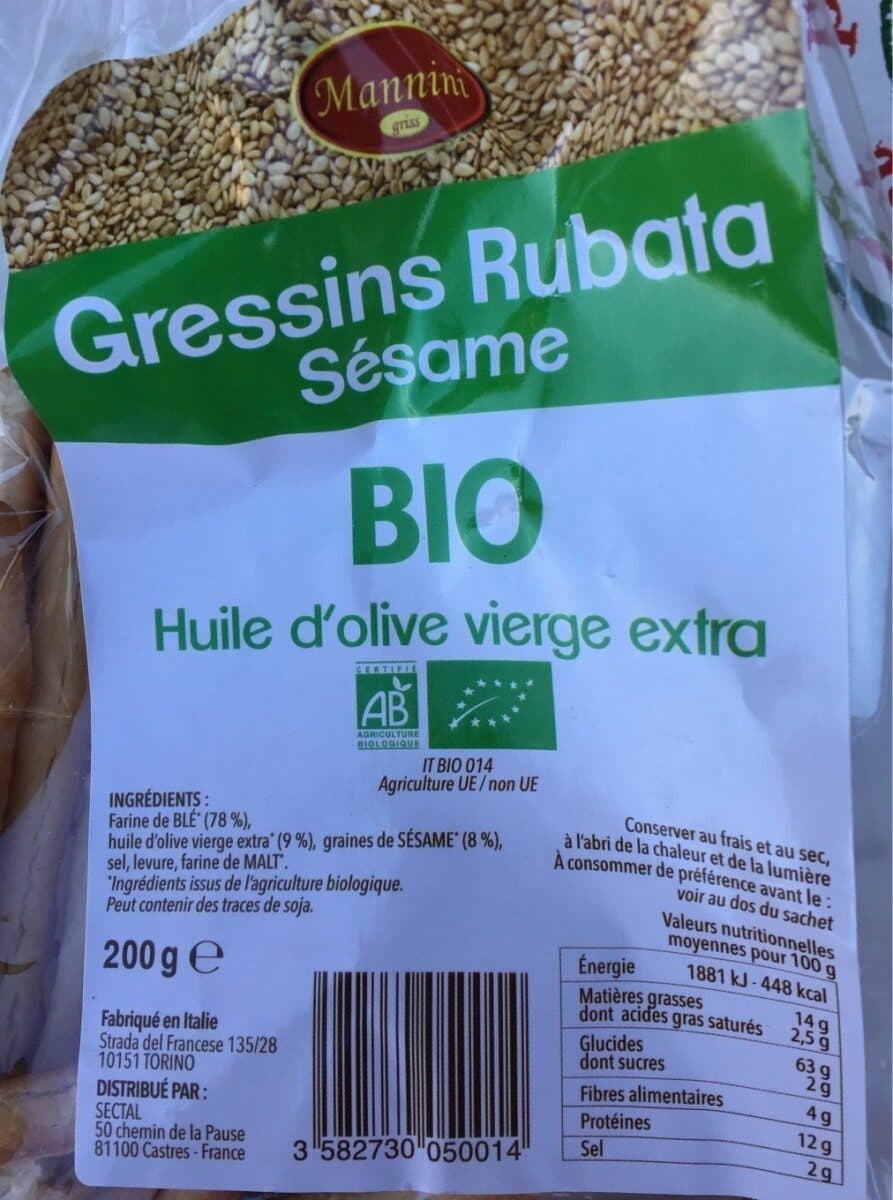 Open Food Facts Gressins Rubata Sésame packshot