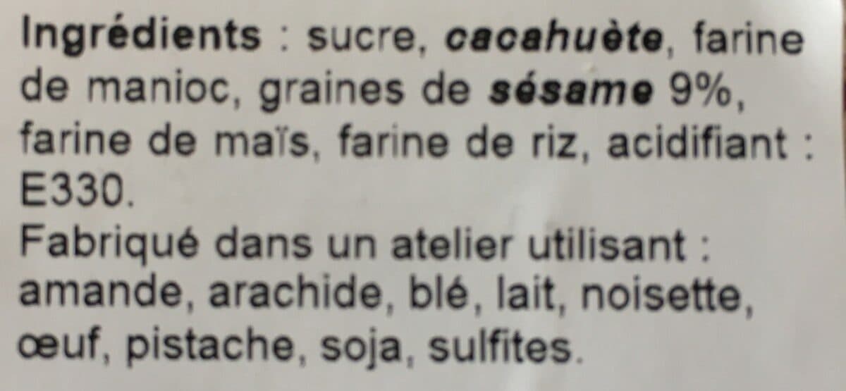 Les Délices de Ming Yue Nougatine sésame packshot