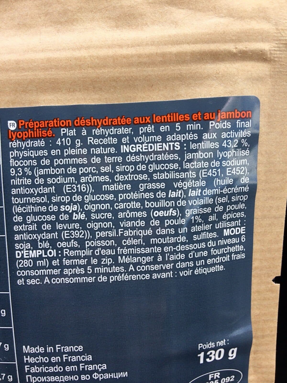 Aptonia Lentilles et jambon packshot