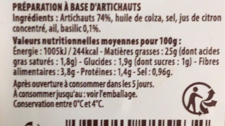 Sud & Sol Artichauts au basilic packshot