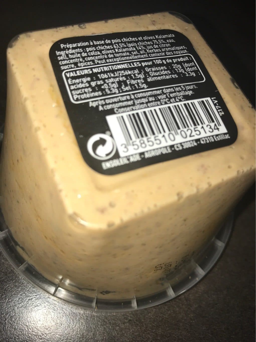 Ensoleil’ade Houmous à l’Olive Kalamata packshot