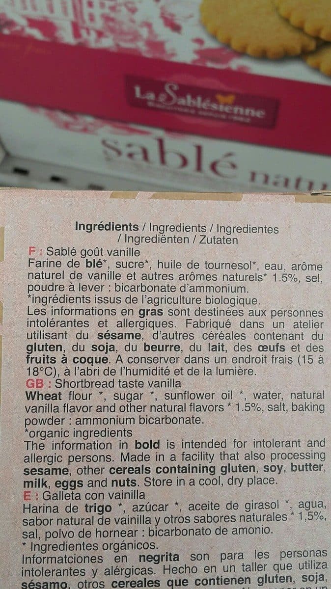 La Sablésienne Petits sablés bio vanille packshot