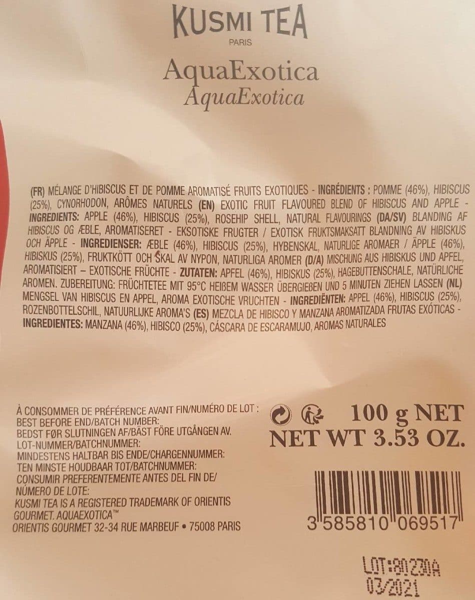 kusmi tea Aquaexotica packshot