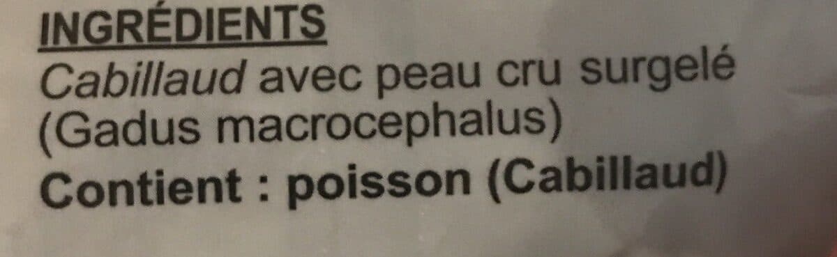 Open Food Facts Pavés de cabillaud du pacifique crus surgelé poids net packshot