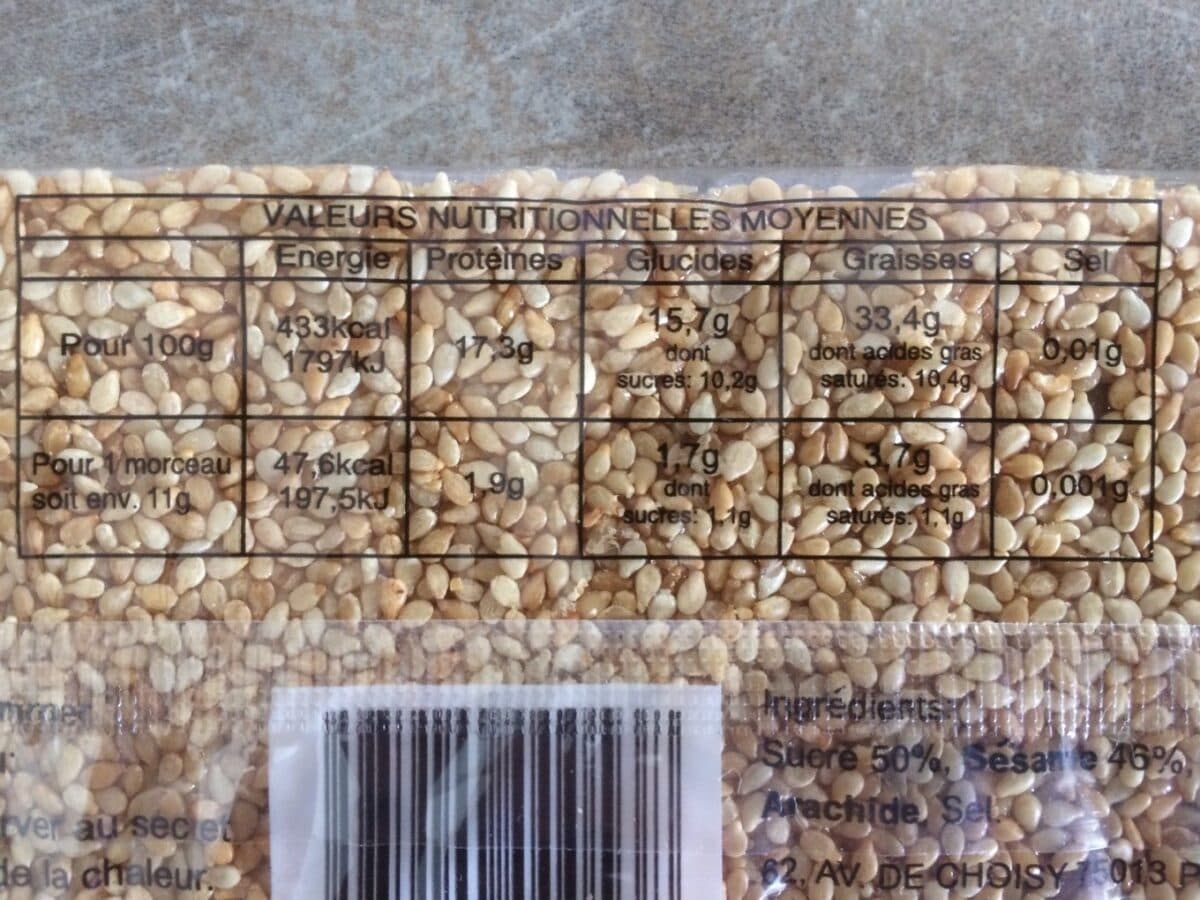 Open Food Facts Sesame en tranche packshot