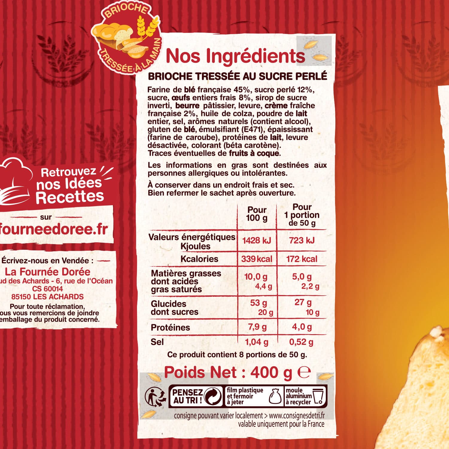 La Fournée Dorée La brioche tressée Au sucre perlé packshot
