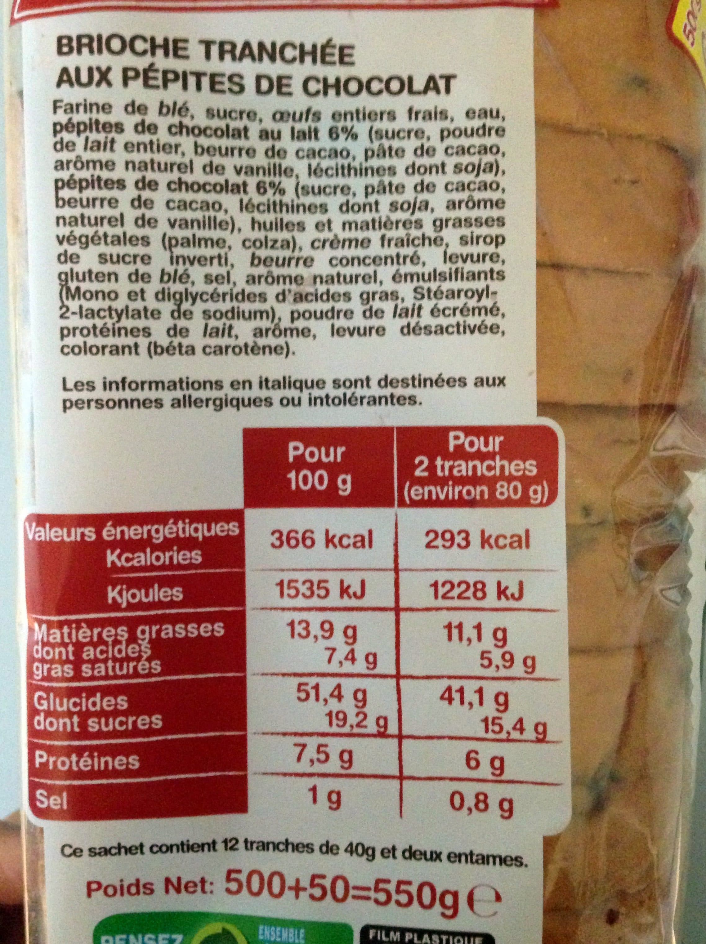 La Fournée Dorée La gâche tranchée aux pépites de chocolat packshot