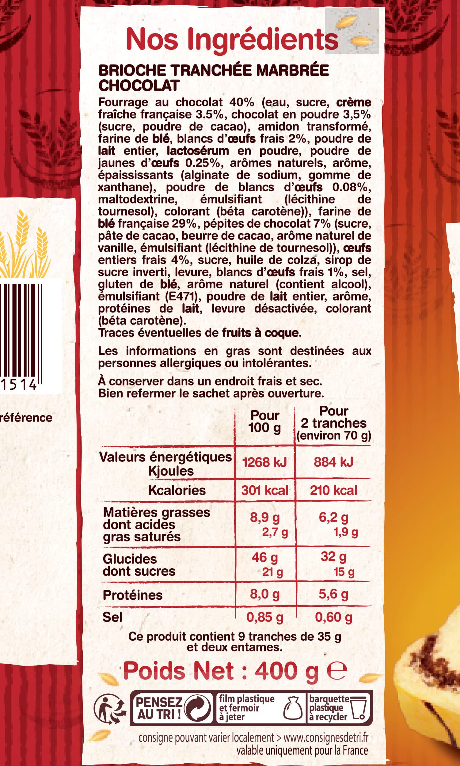 La fournée dorée La Brioche Tranchée Marbrée Chocolat packshot