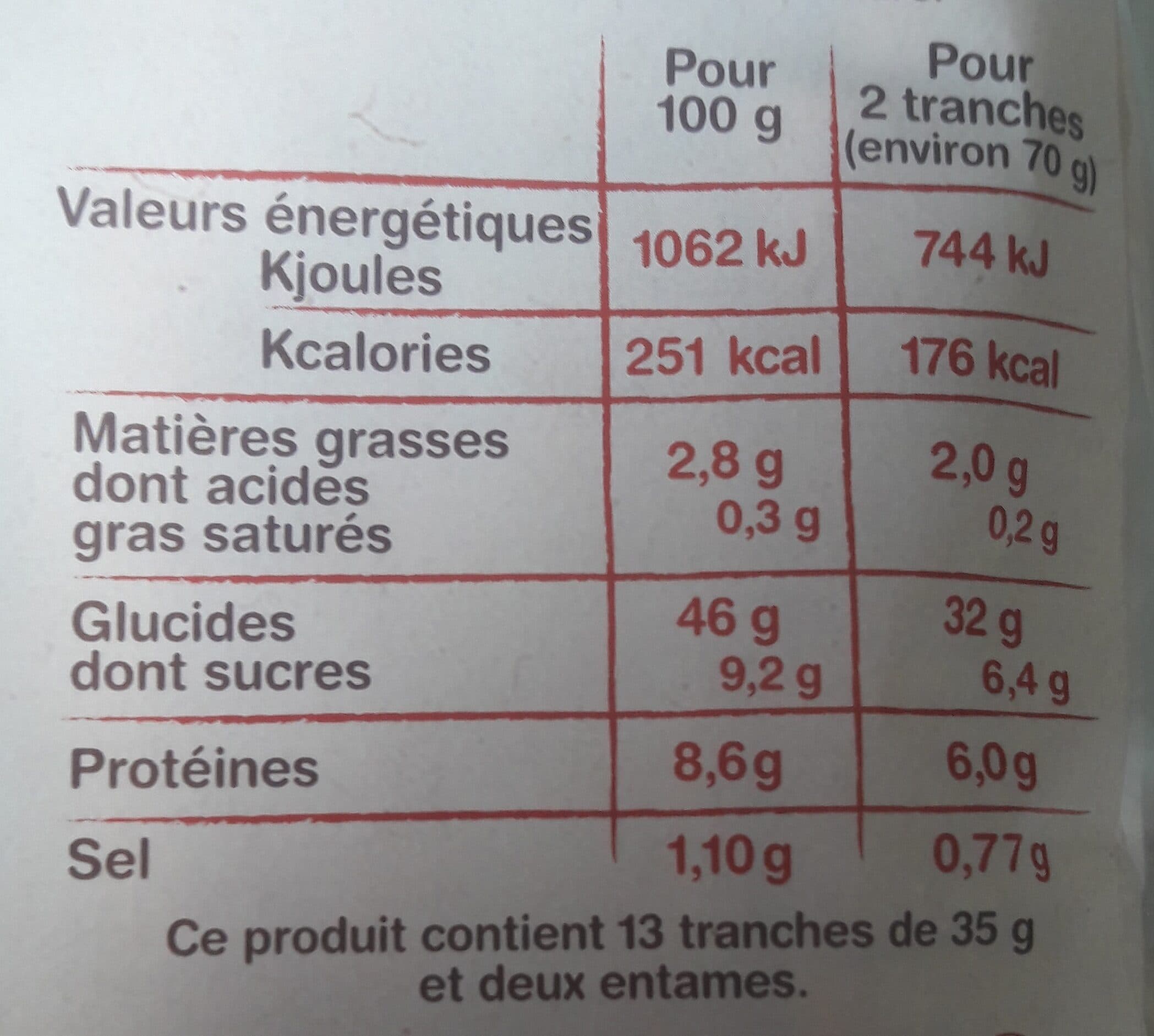 La Fournée Dorée Le pain de mie italien complet packshot