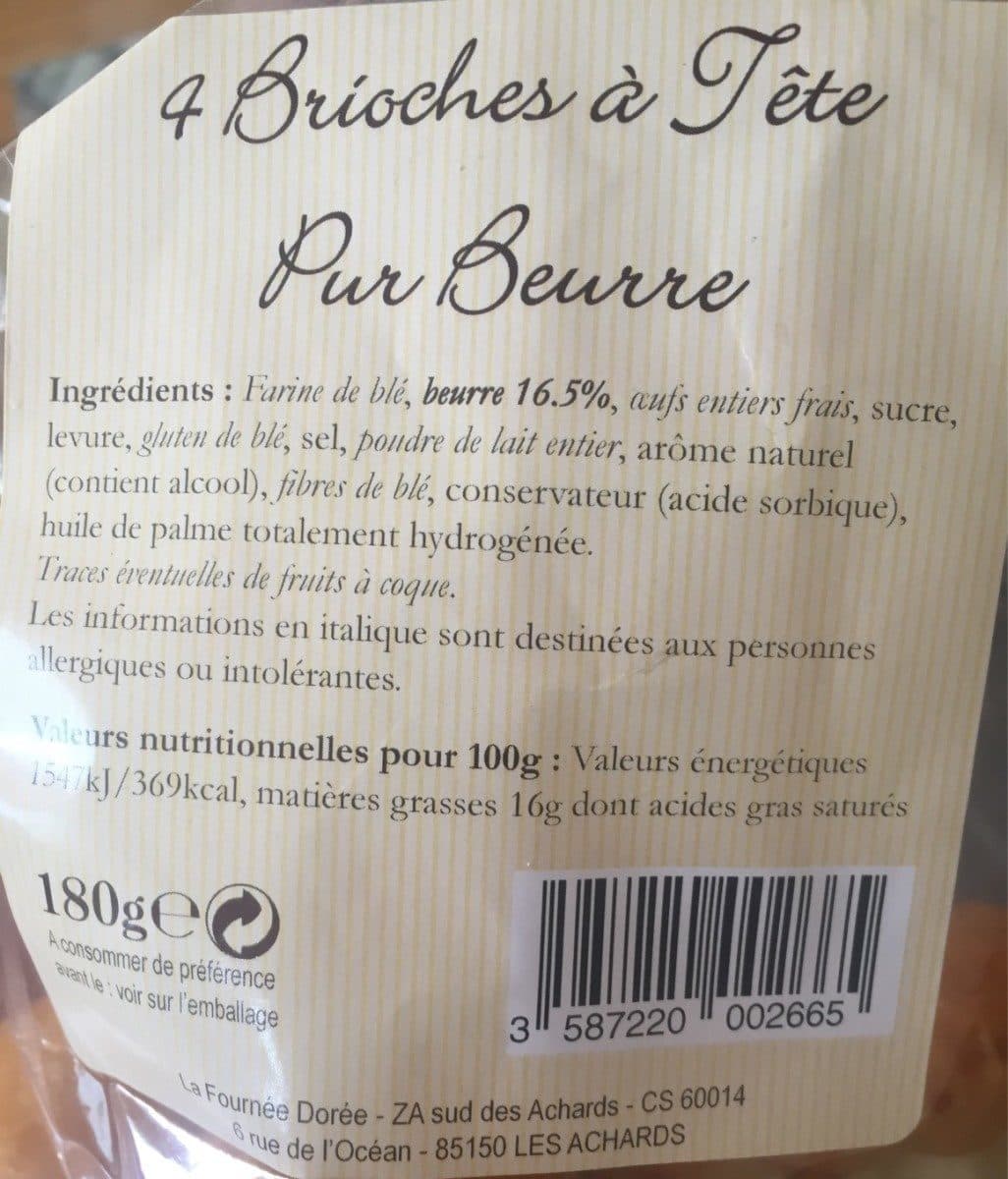 La Fournée Dorée 4 Brioches à Tête Pur Beurre packshot
