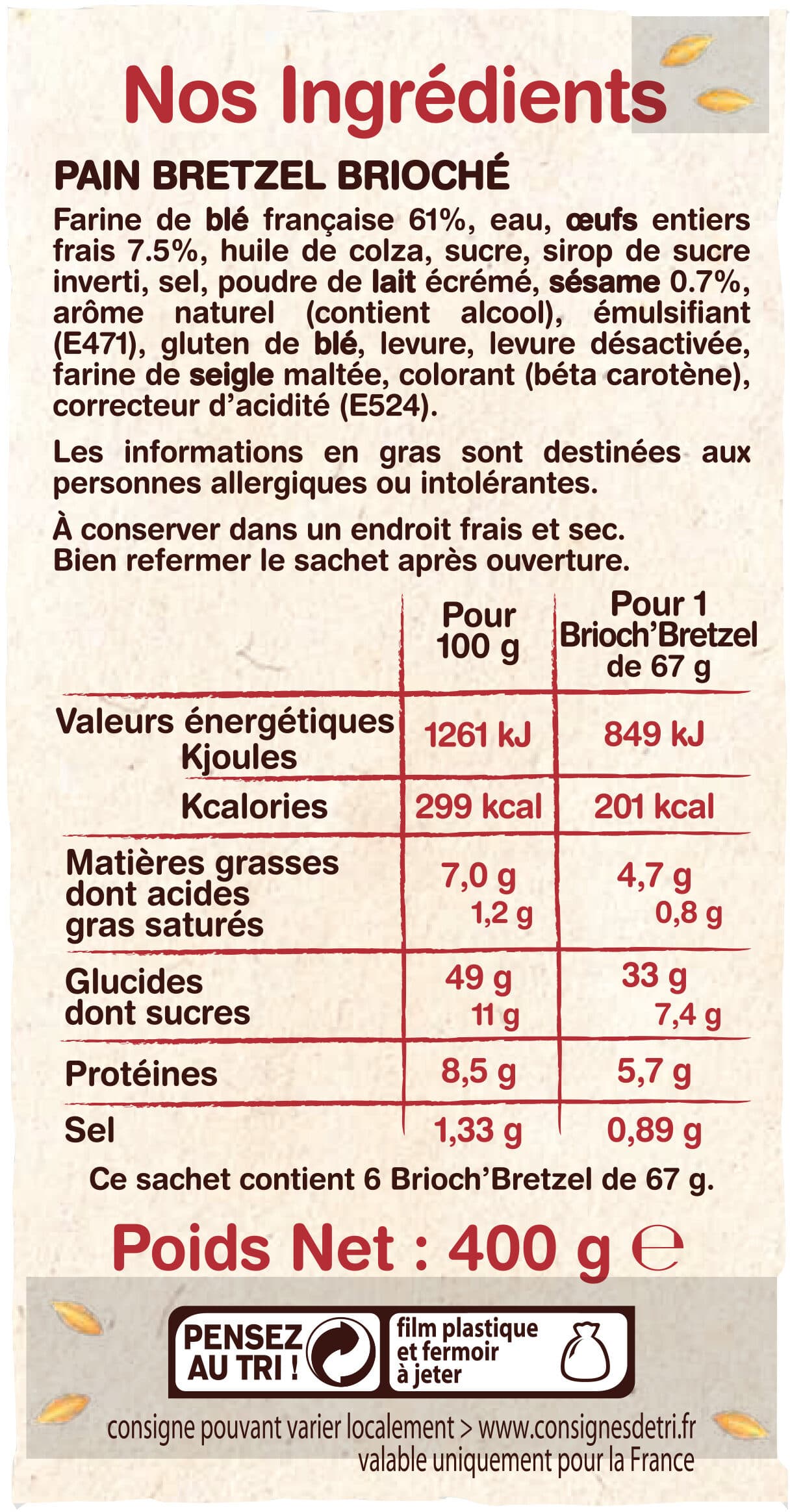 La Fournée Dorée 6 Brioch' Bretzel packshot
