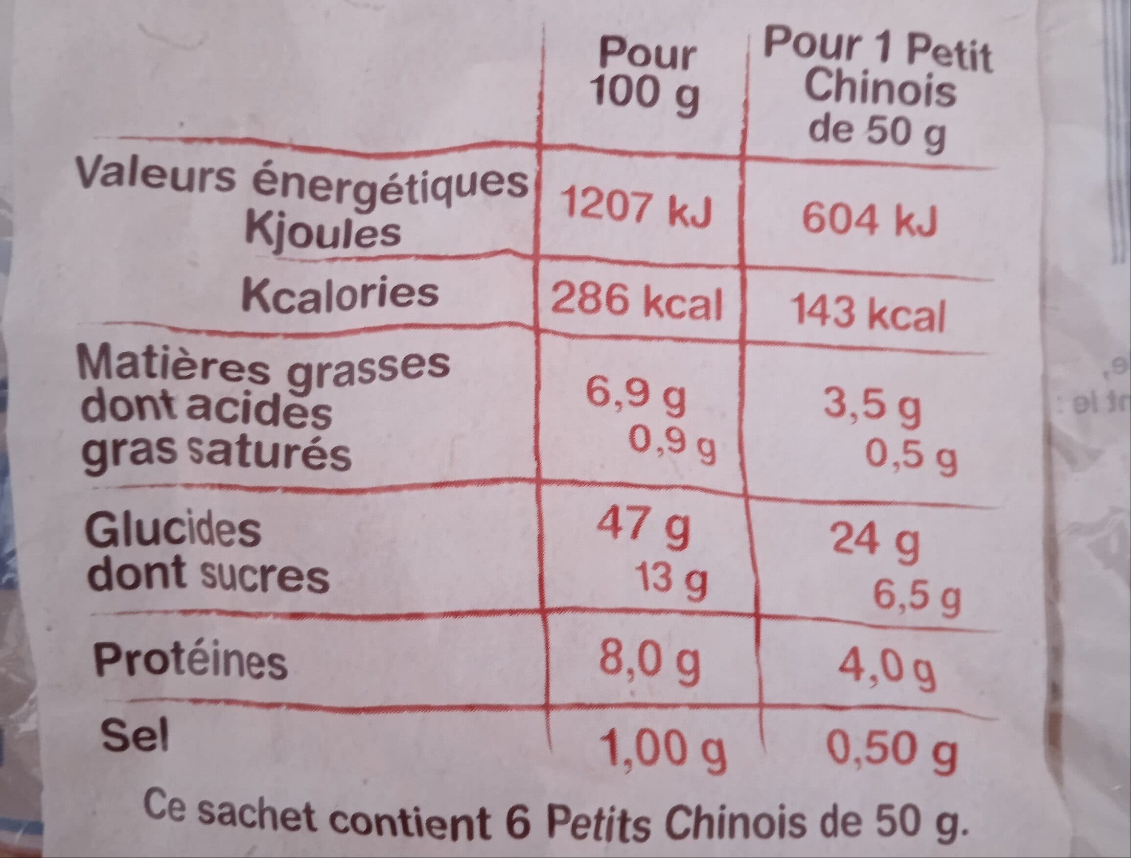 La Fournée dorée 6 petits chinois packshot