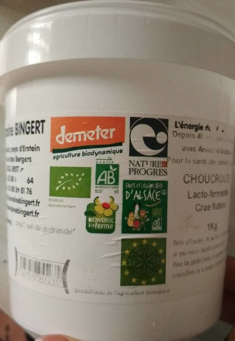 Domaine Bingert Choucroute lacto-fermentée crue nature packshot