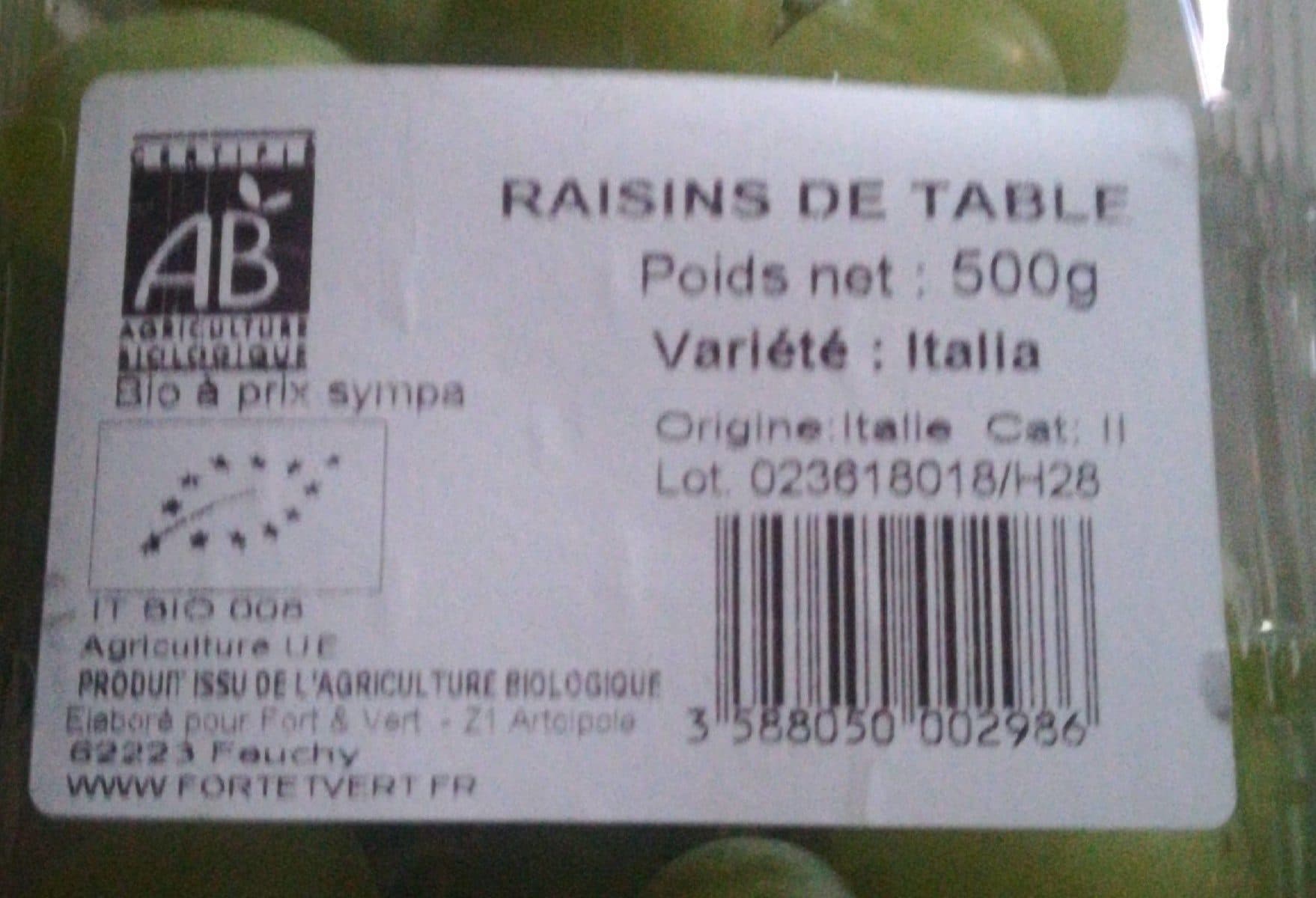 Open Food Facts Raisin de table packshot