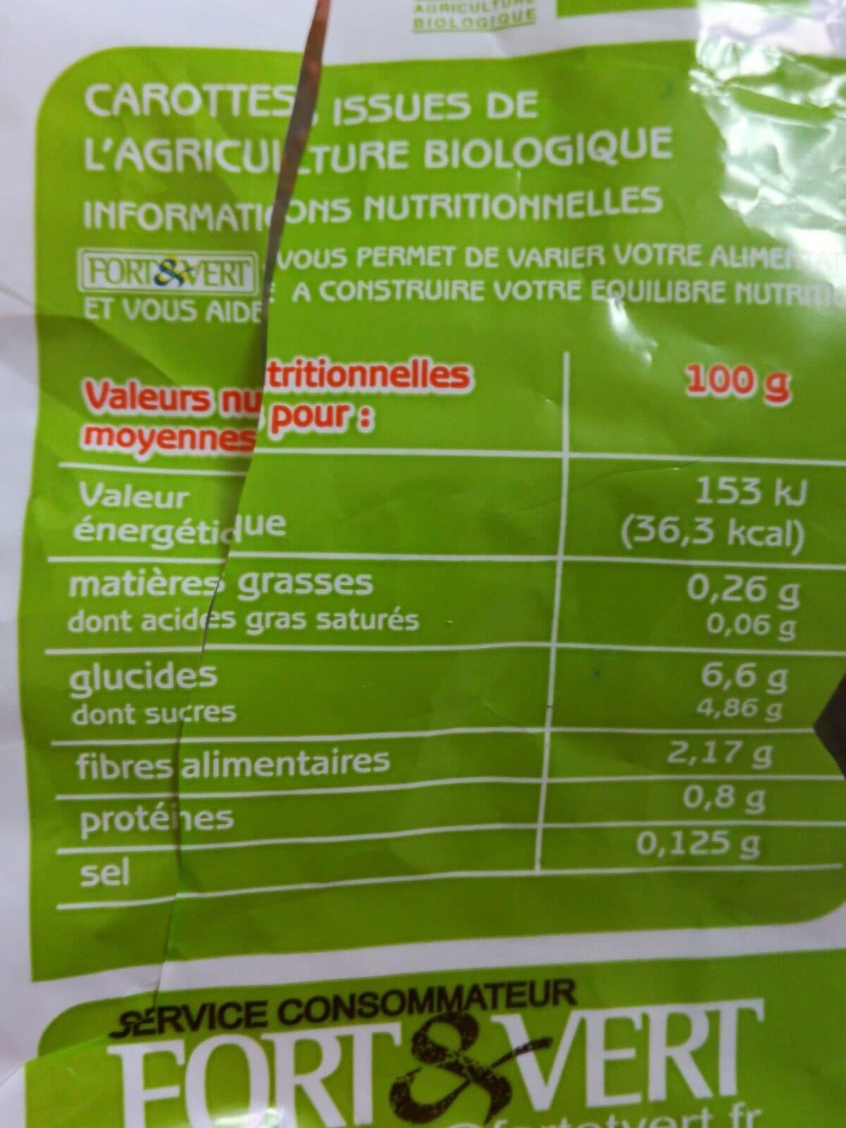 Open Food Facts Carotte Bio Fort & Vert packshot