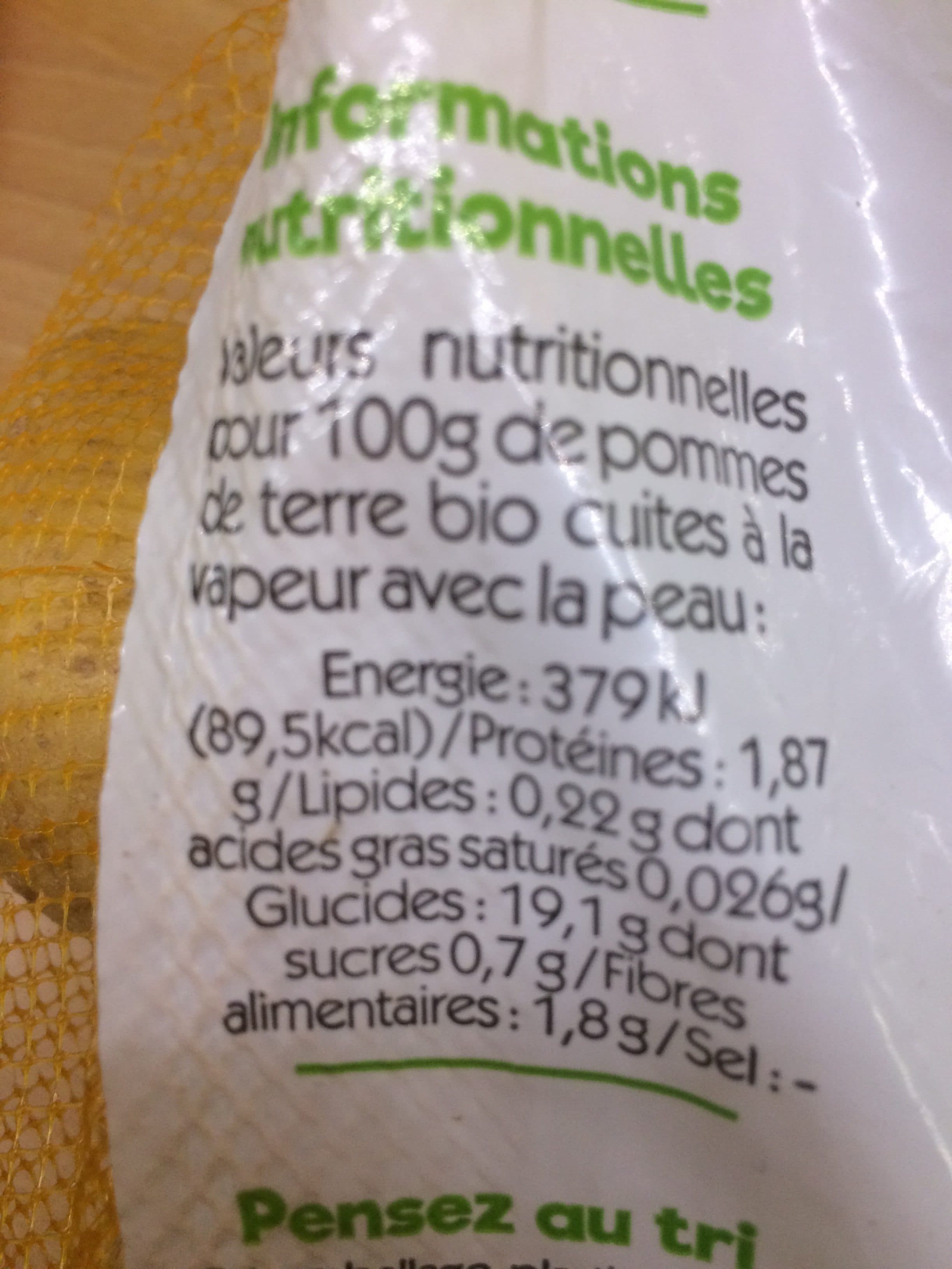 bio fort & vert la pomme de terre vapeur / sautee packshot