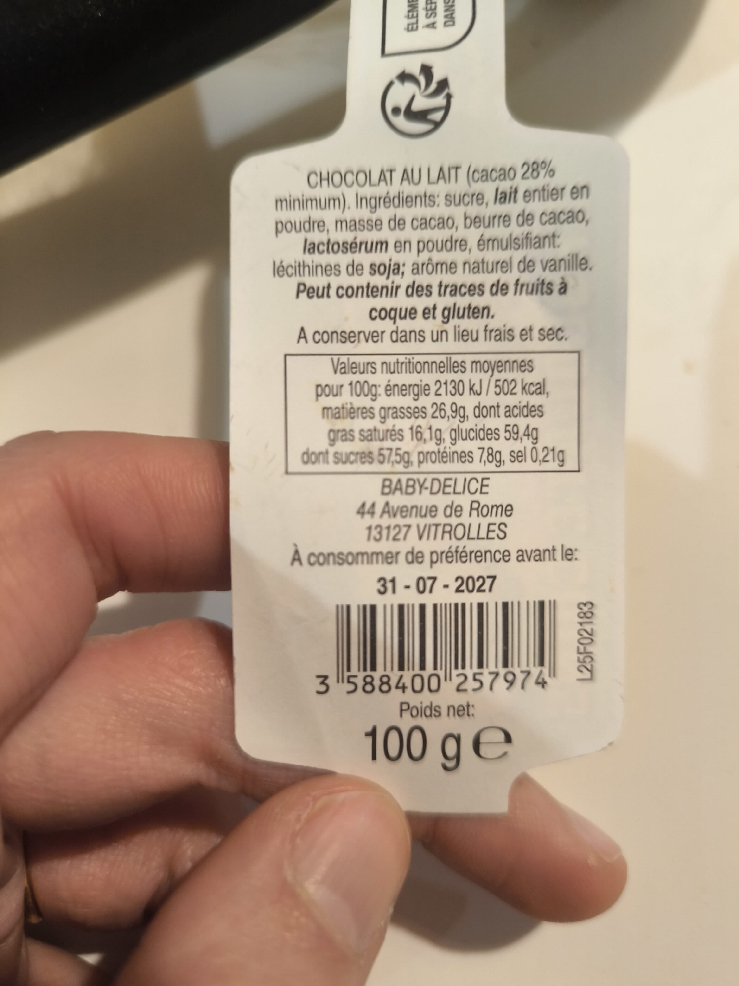 Valdelice Chocolat au lait packshot