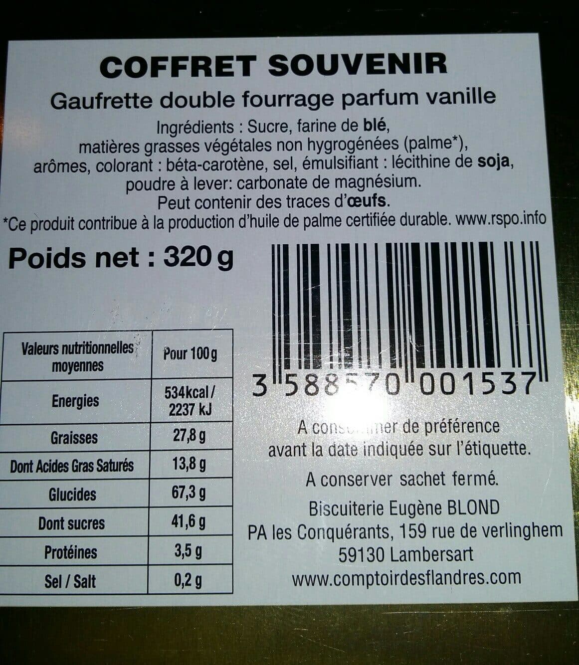 Biscuiterie eugene blond Coffret Gaufrettes Vanille packshot