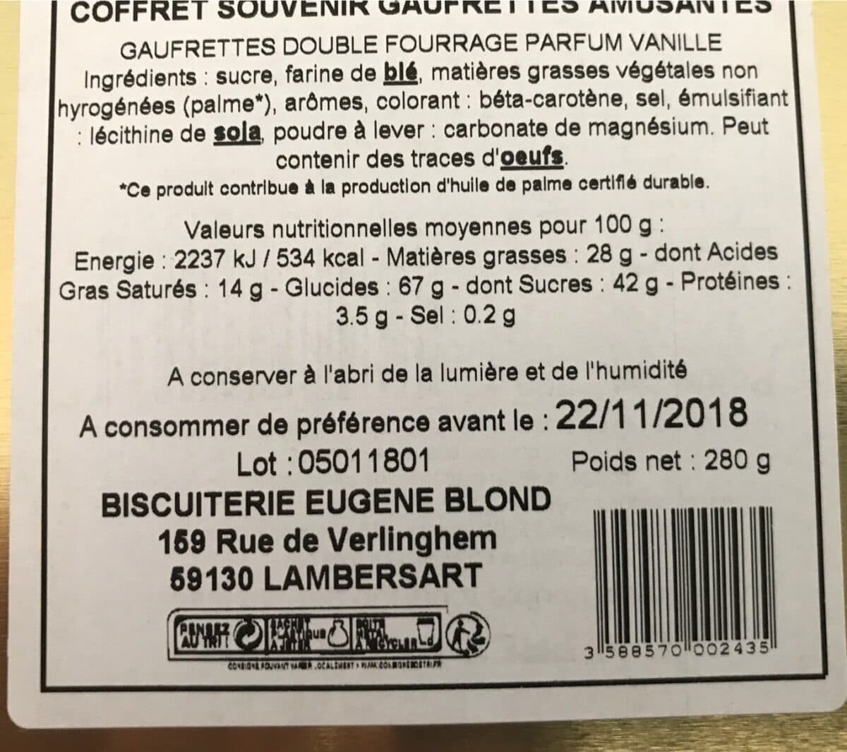 Open Food Facts Coffret souvenir gaufrettes amusantes packshot