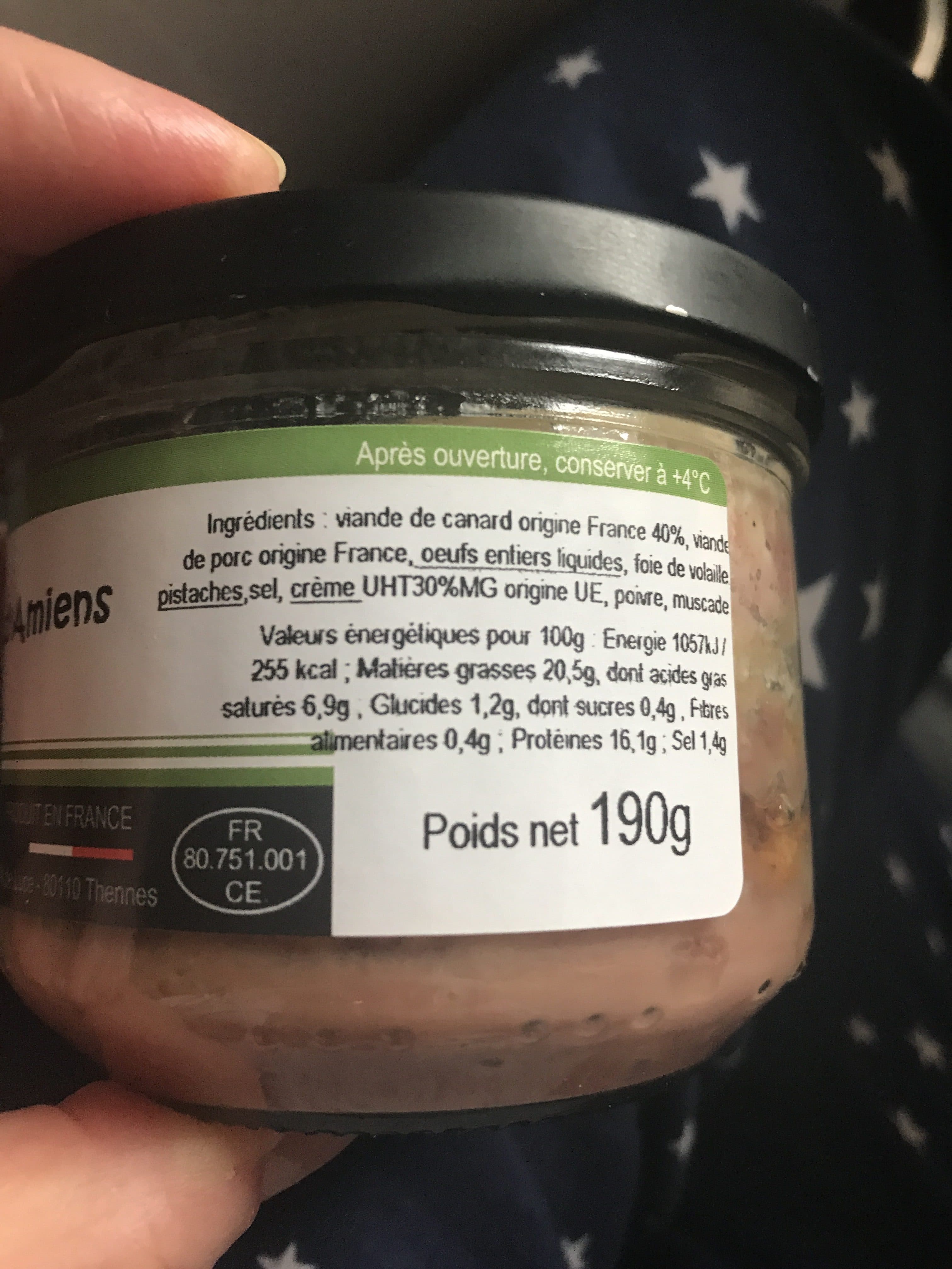 Terroir Chéri De Mon Canard Paté de canard d’Amiens packshot