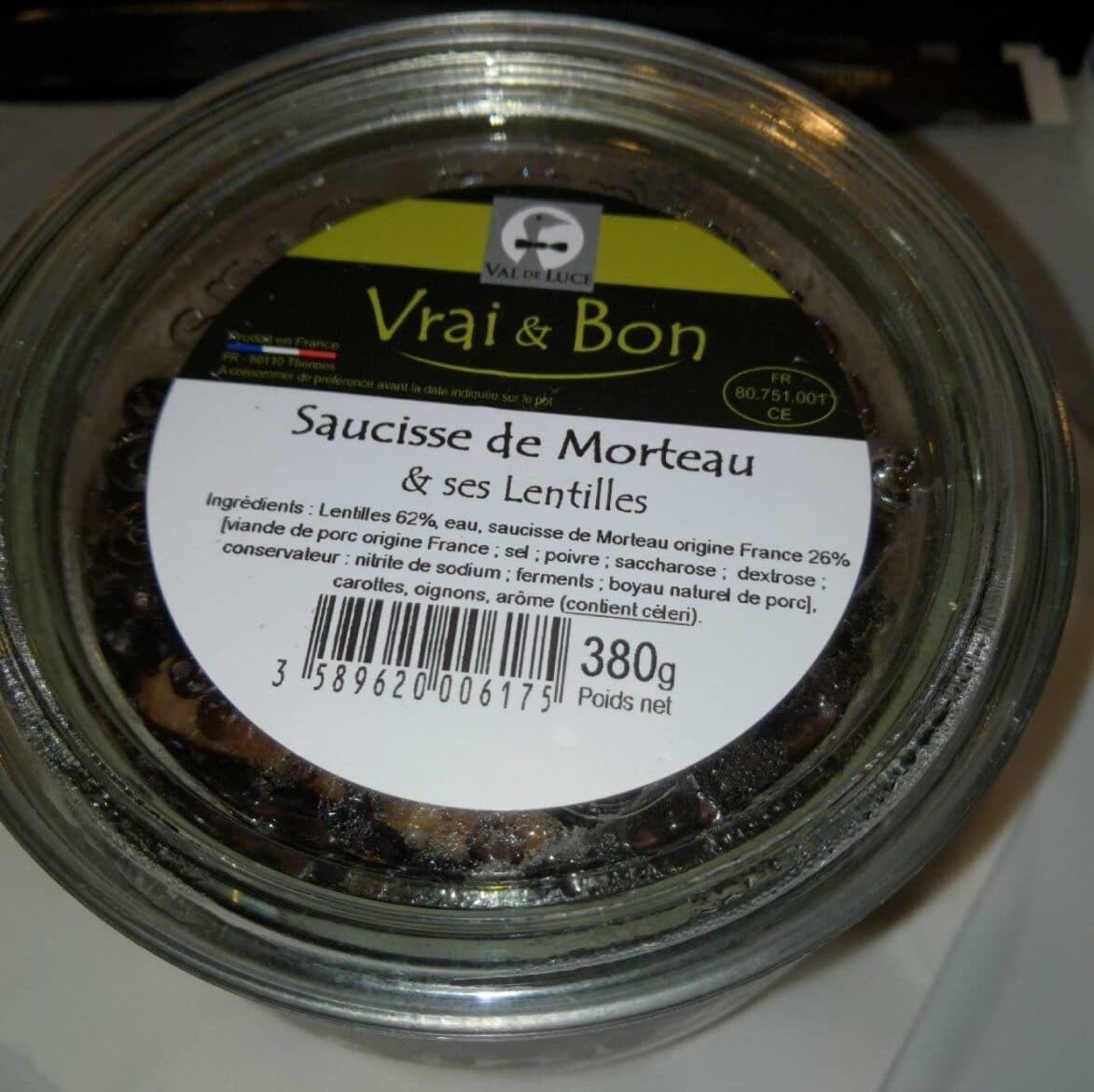 Vrai & Bon Saucisse de Morteau & ses Lentilles packshot