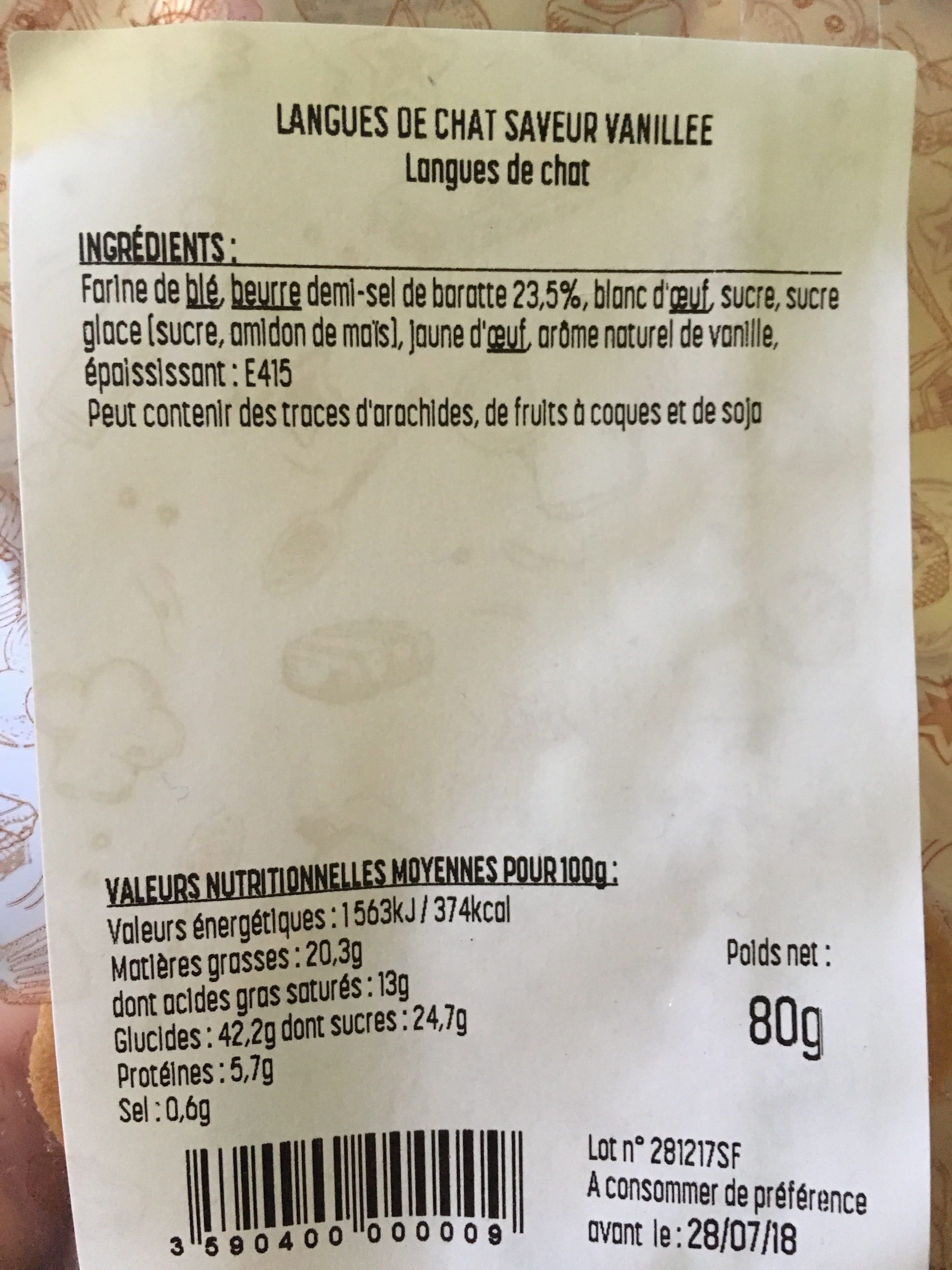 Beaute Chocolat Langues de chat vanillée packshot